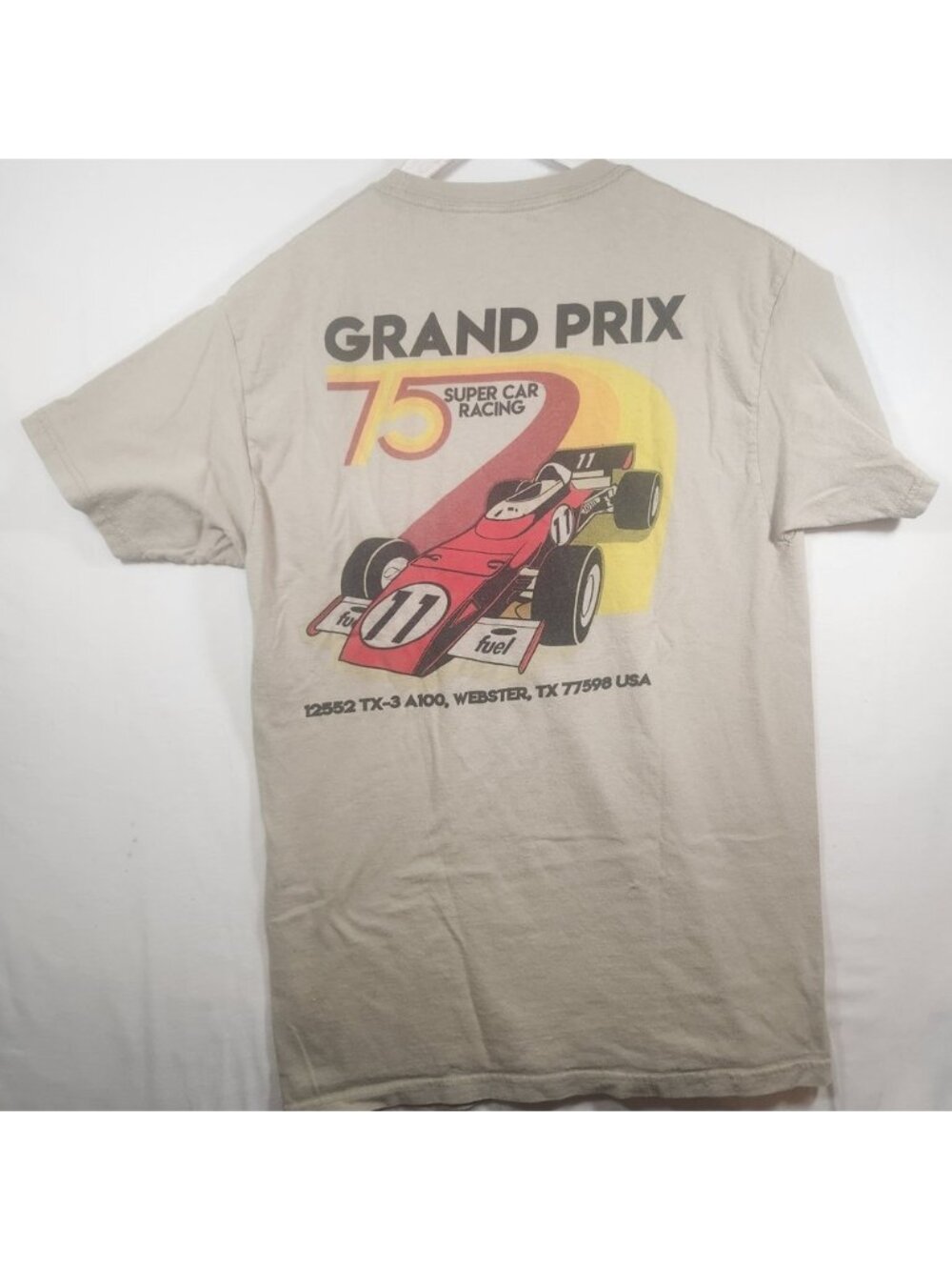 Call‎ Your Mother Mens Grand Prix 75 Super Car Racing Graphic T-Shirt Tan Size M
